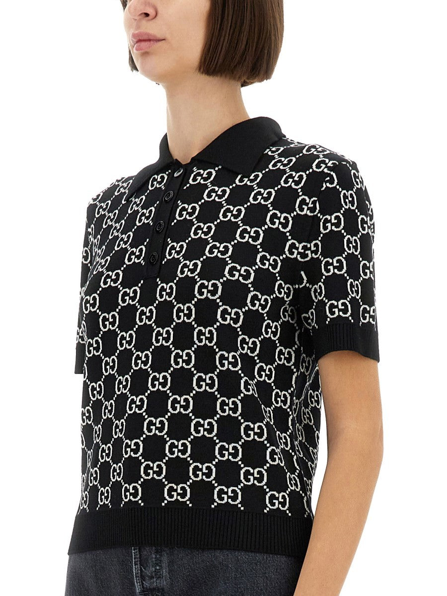 GG WOOL JACQUARD REVERSIBLE POLO SHIRT