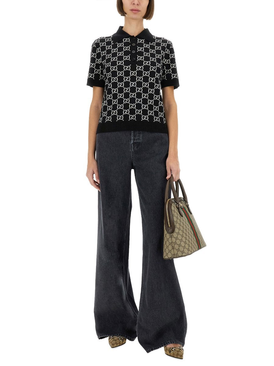 GG WOOL JACQUARD REVERSIBLE POLO SHIRT