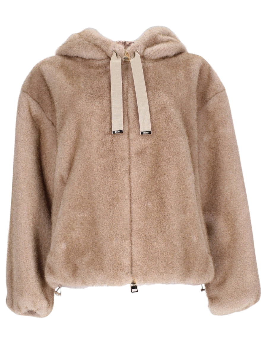 Herno - Eco Fur Hooded Jacket beige