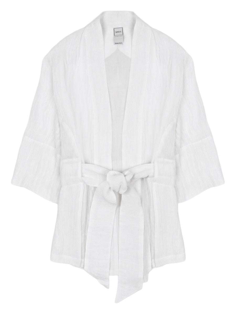120% LINO - Linen Kimono Jacket - White White