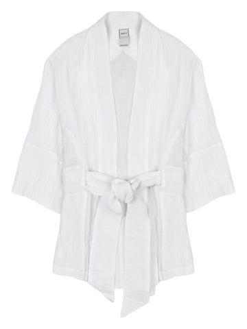 120% LINO - Linen Kimono Jacket - White White