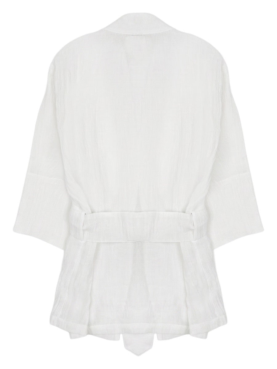 120% LINO - Linen Kimono Jacket - White