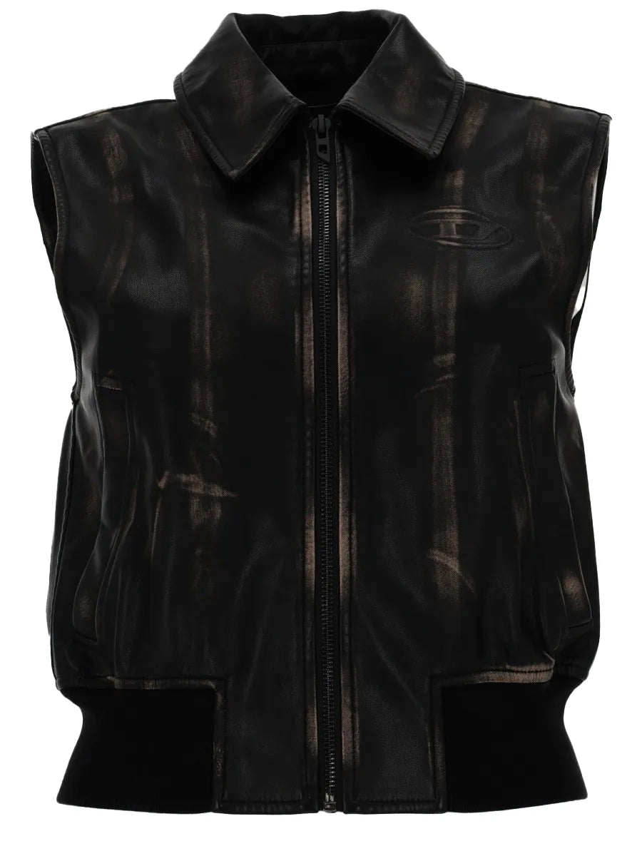 Diesel Diesel - GILET BOMBER CON EFFETTO DISTRESSED