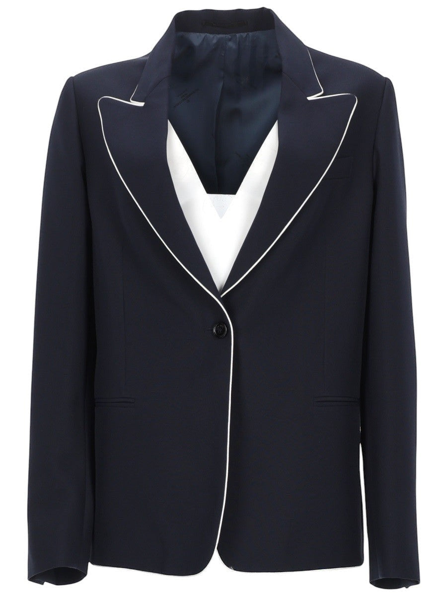 Golden Goose Golden Goose - Breasted Blazer with White Piping - Navy