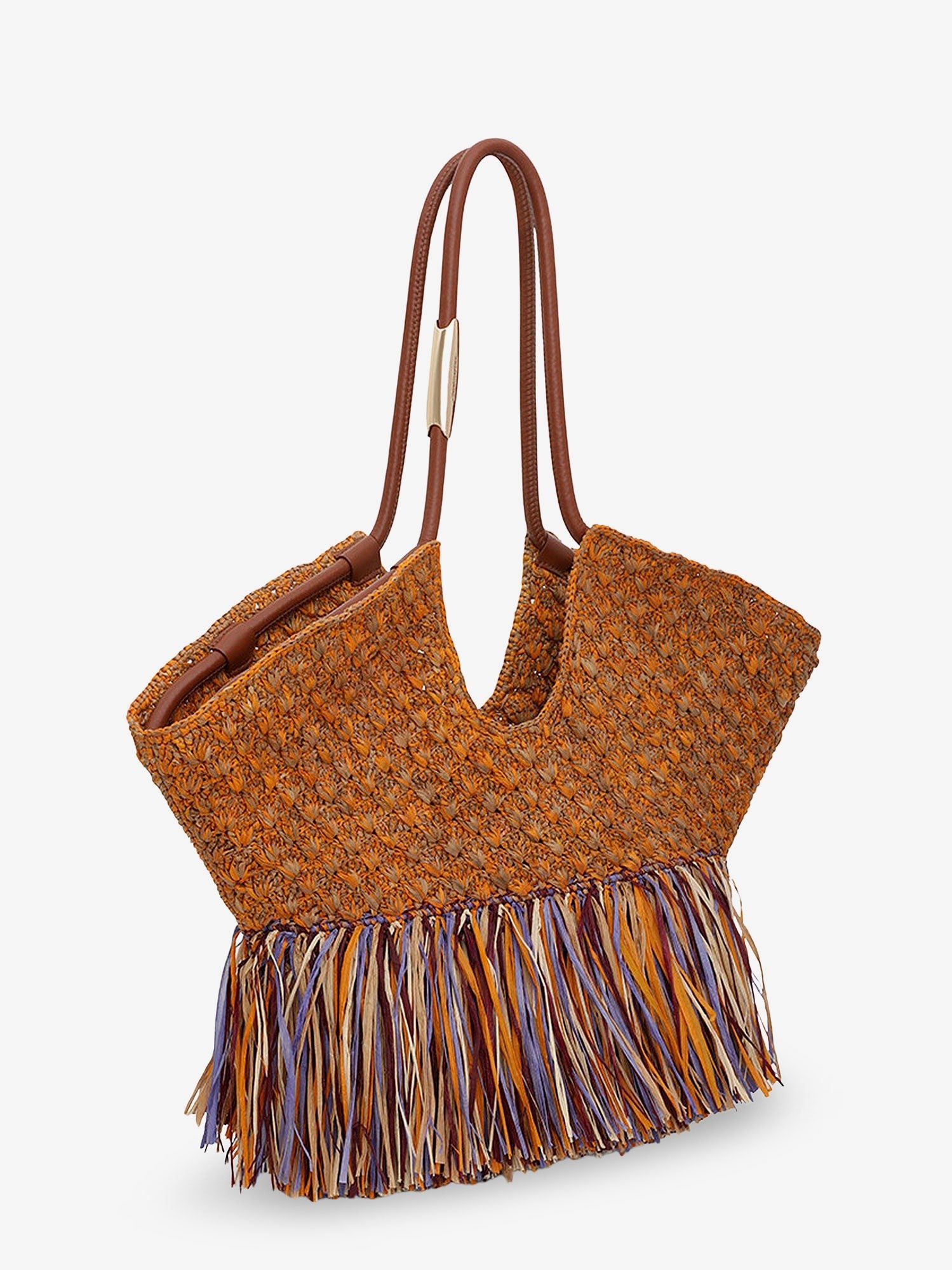 ZIMMERMANN ZIMMERMANN - Golden Time rafia shoulder bag with fringe