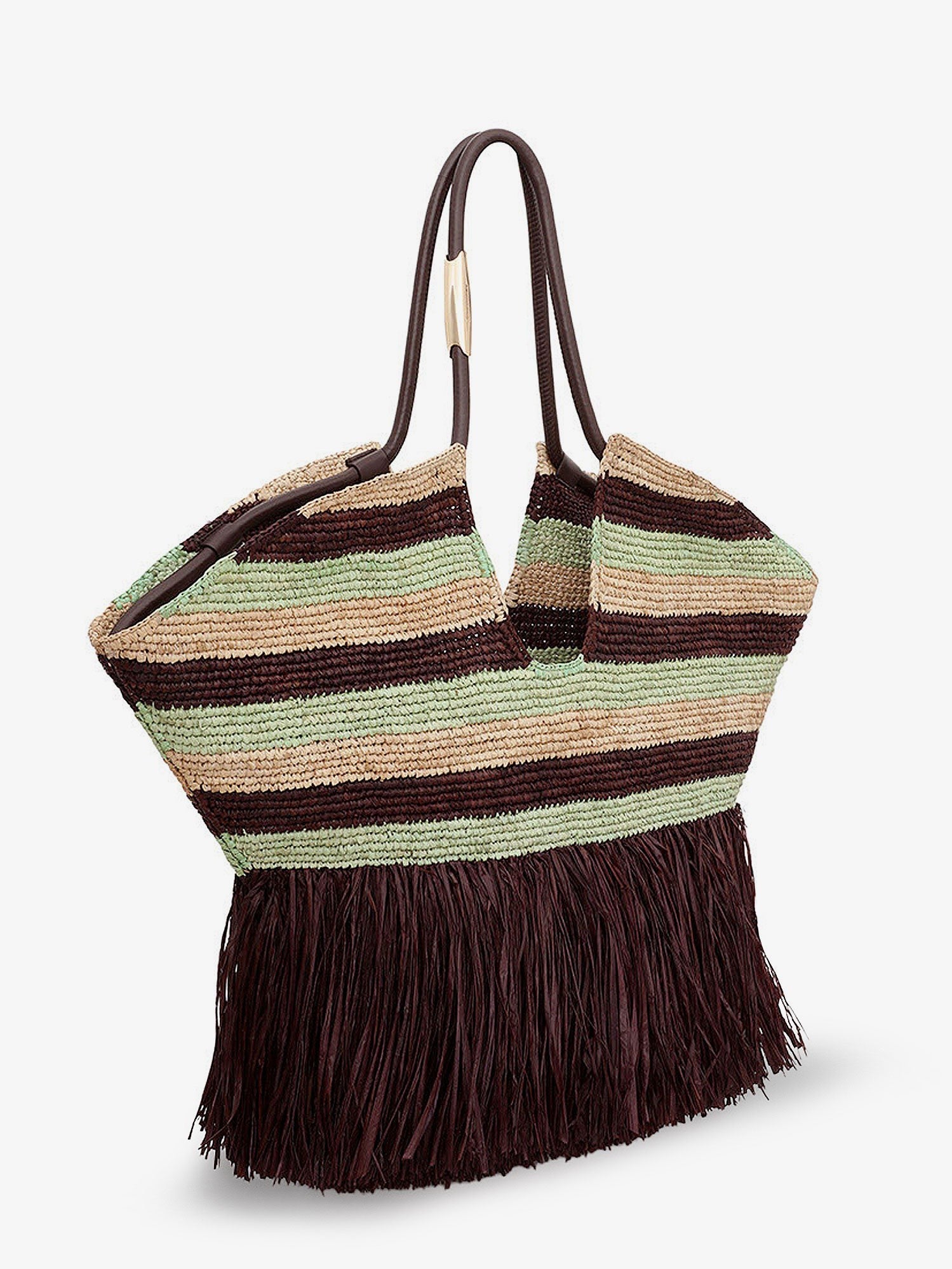 ZIMMERMANN ZIMMERMANN - Golden Time rafia shoulder bag with fringe