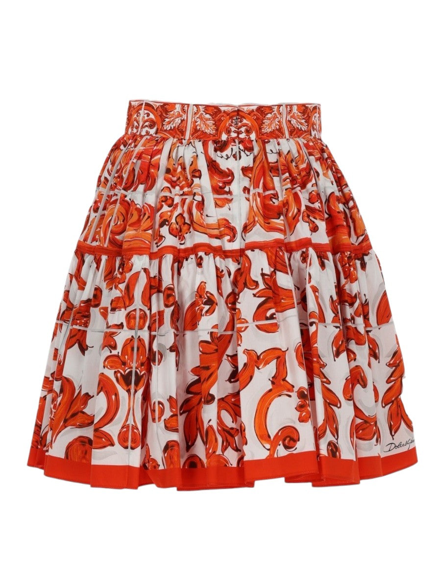 Dolce & Gabbana - Short Poplin Mini Skirt with Maiolica Floral Print 