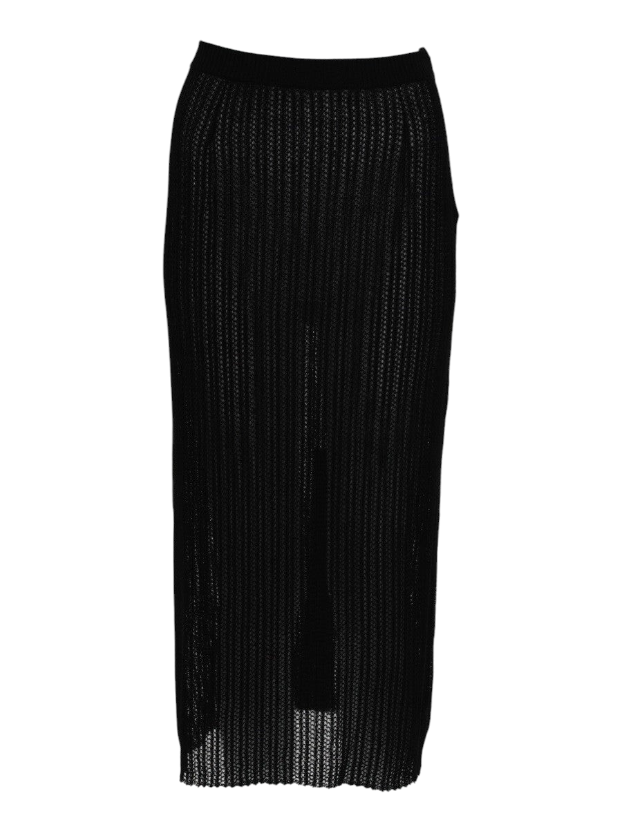 Maison Margiela - Ribbed Knit Midi Skirt Black