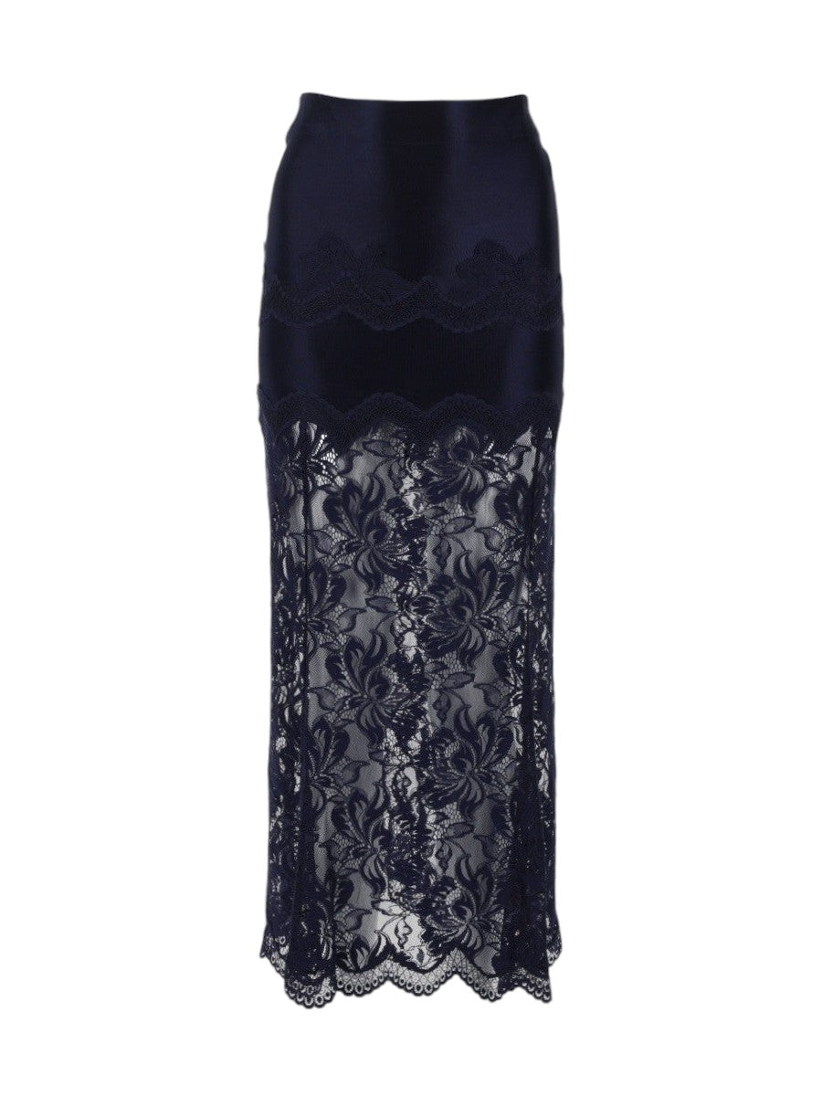 RABANNE - GONNA MIDI IN PIZZO E JERSEY