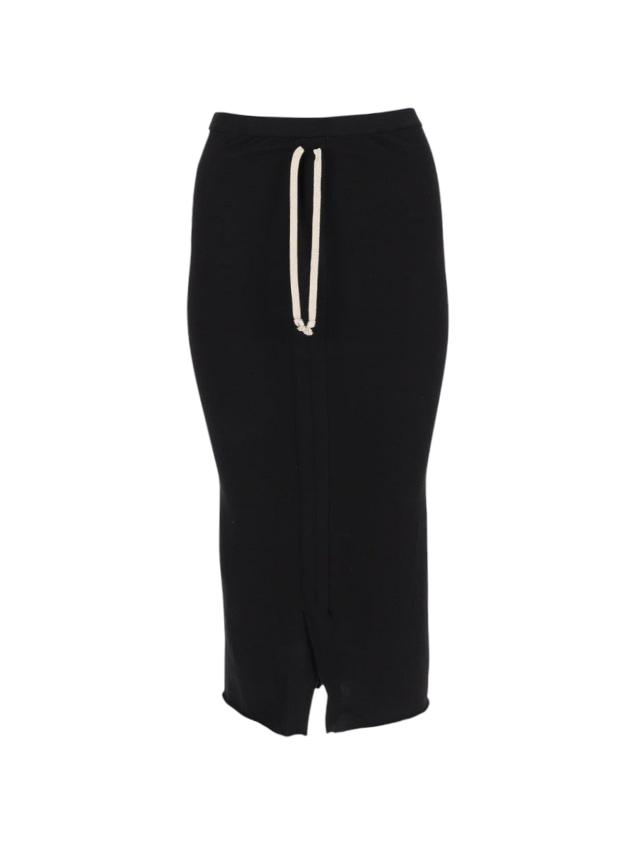 RICK OWENS DRKSHDW - Pull-On Sliced Pillar Cotton Skirt Black S