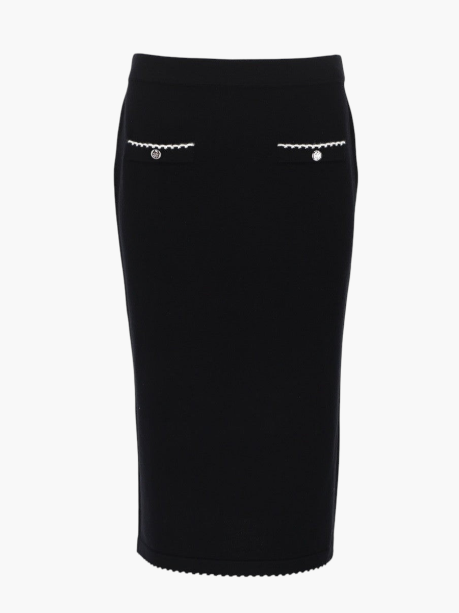 Tory Burch - GONNA SMERLATA IN LANA Black S