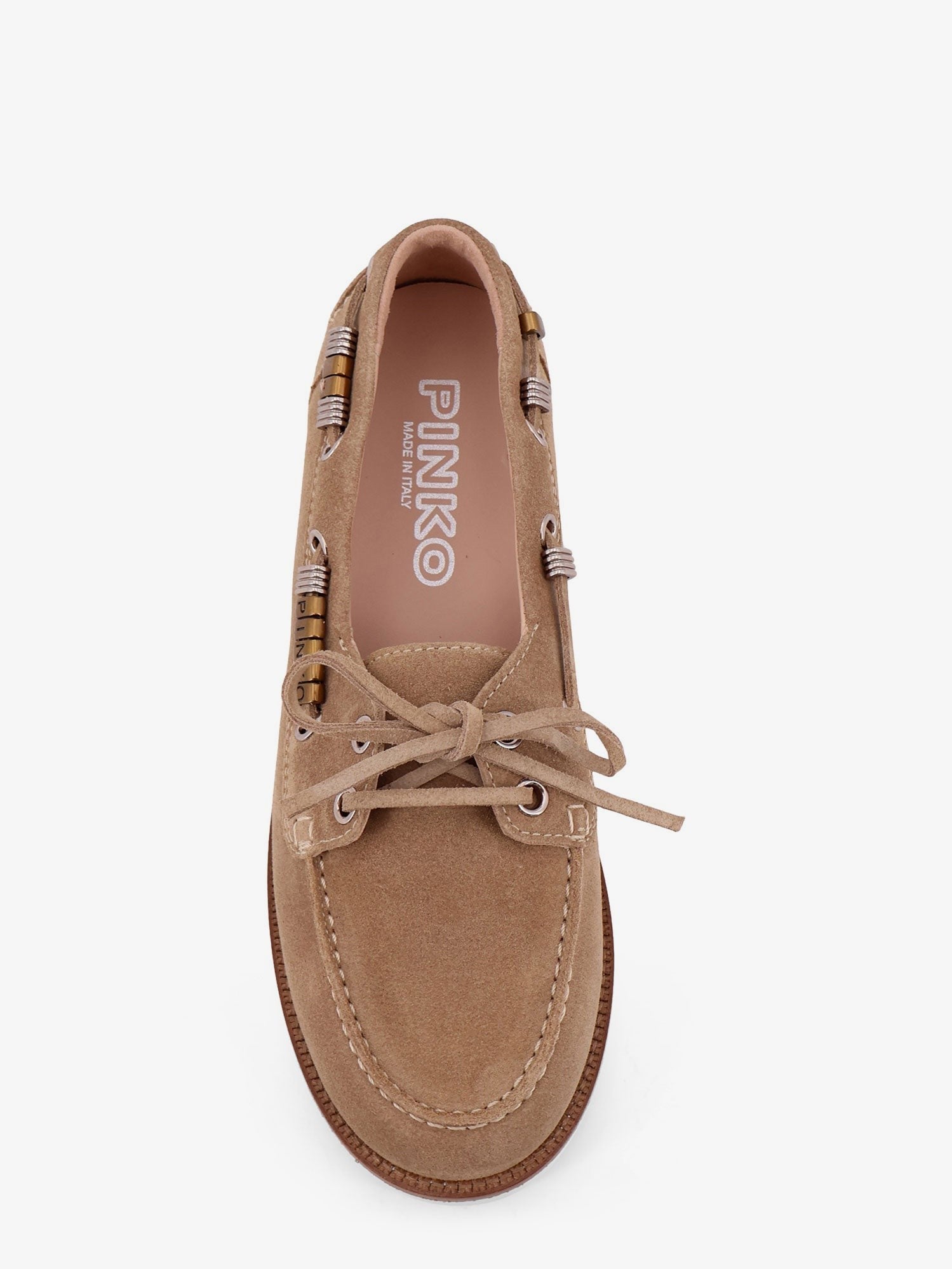 Pinko - Grace suede loafers with metal lettering logo grace-suede-loafers-with-metal-lettering-logo_9d57b3ad-e435-4414-9a4b-58baf039e51a