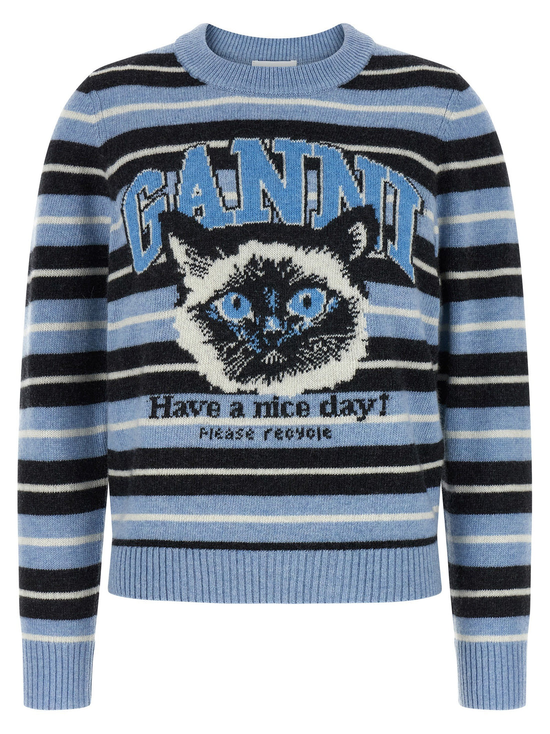 GANNI - 'Graphic Wool' sweater Light Blue XS