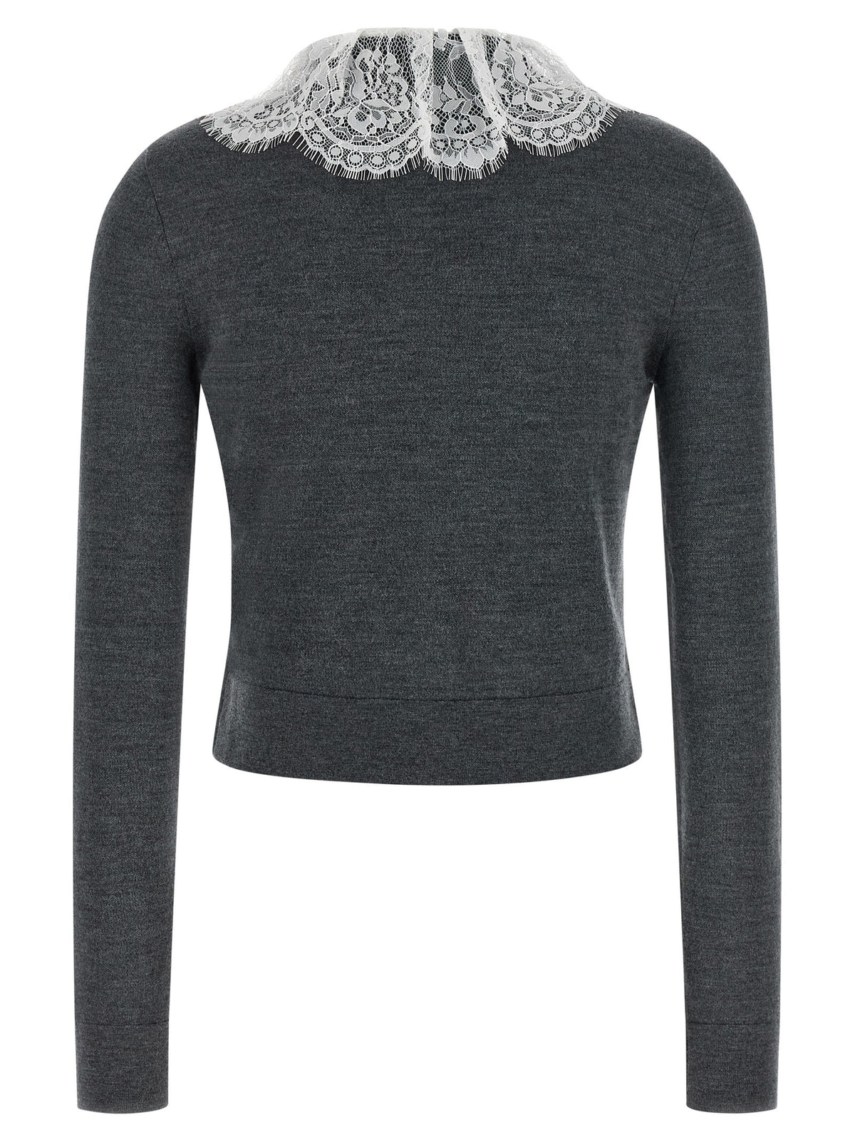 SELF PORTRAIT - 'Grey Lace Collar Knit' cardigan