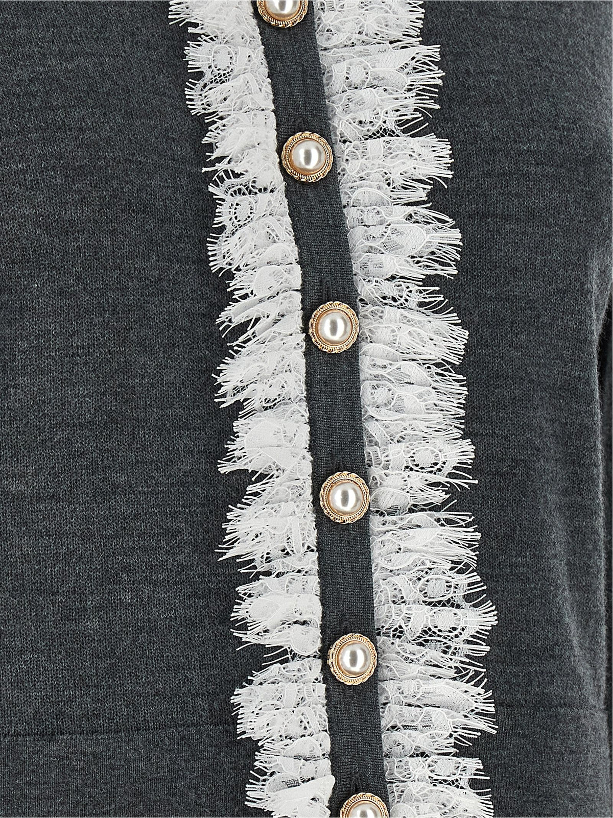 SELF PORTRAIT - 'Grey Lace Collar Knit' cardigan