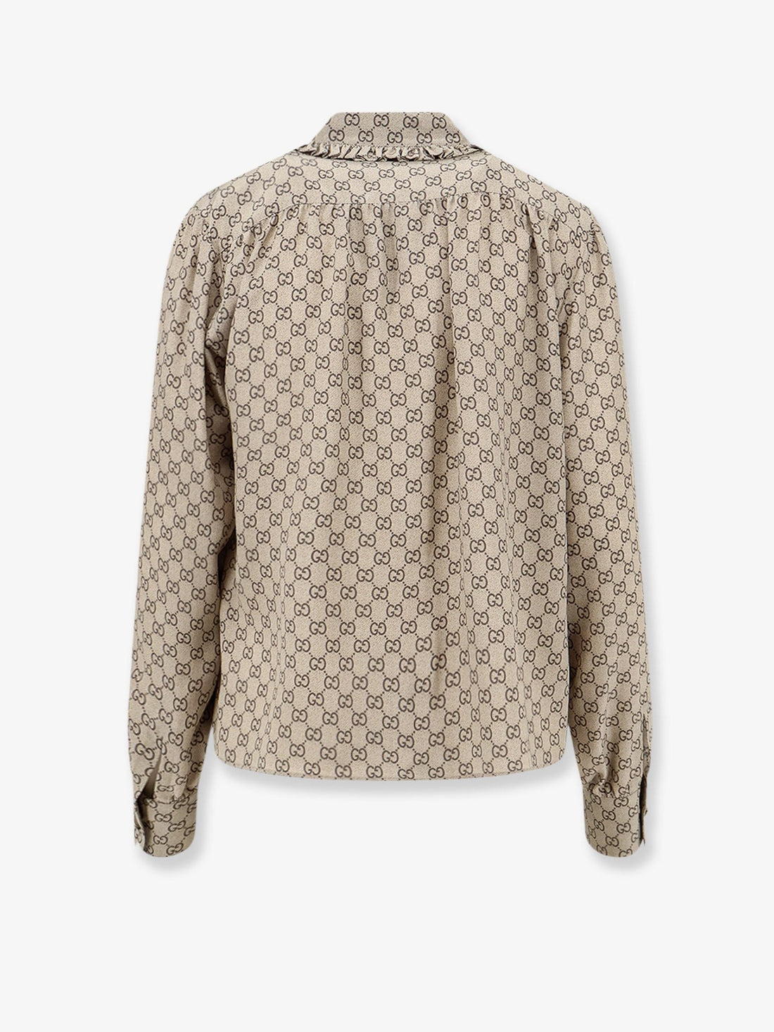 Gucci - Gucci Primavera silk shirt with GG print BEIGEEBONY
