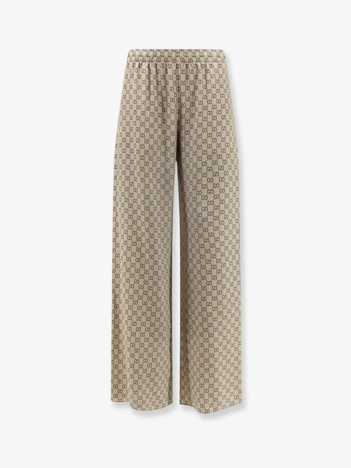 Gucci - Gucci Primavera silk trousers with GG print BEIGEEBONY