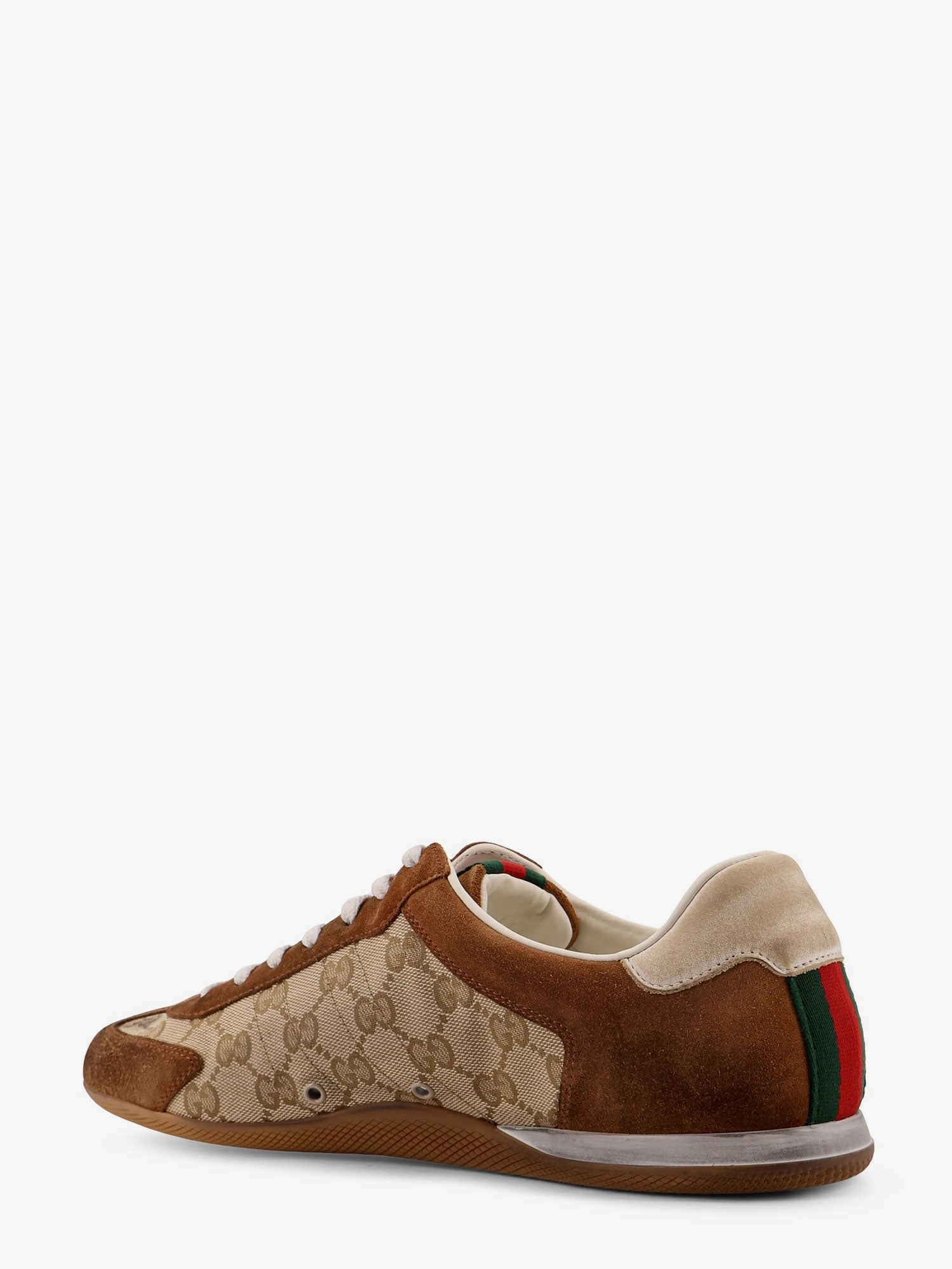 Gucci Shift suede sneakers with GG Supreme Fabric inserts