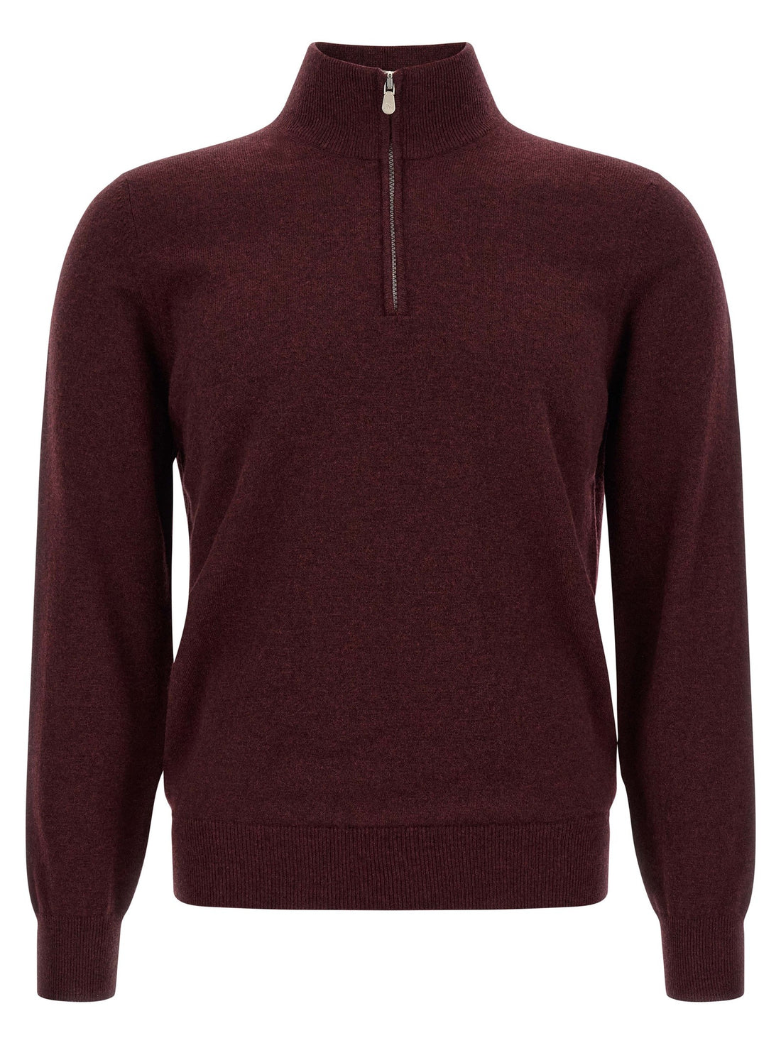 Brunello Cucinelli - Half-zip cashmere sweater Bordeaux 48 IT