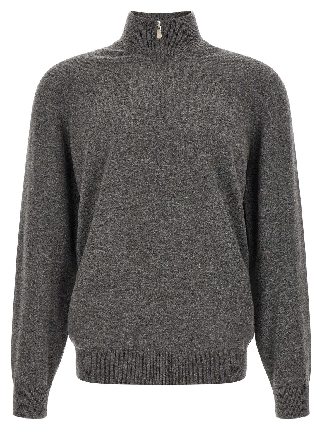 Brunello Cucinelli - Half-zip cashmere sweater gray