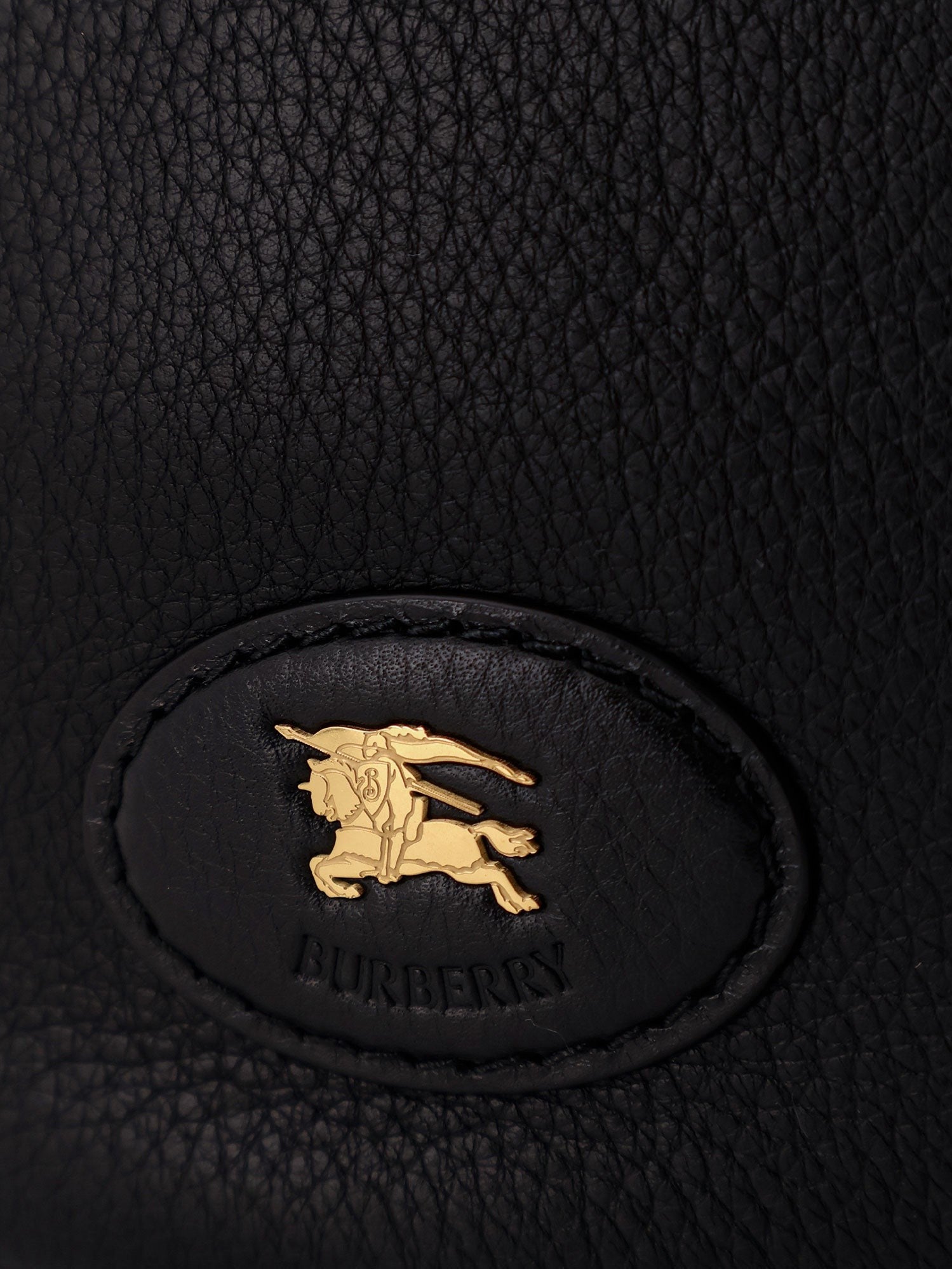 Hammered leather crossbody bag with logo patch