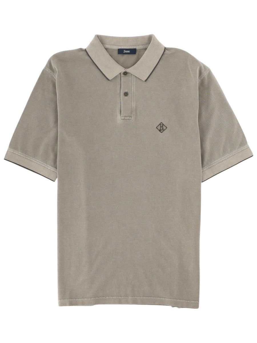 Herno - Logo Polo Shirt - Sage Green herno-logo-polo-shirt-sage-green-front-jpg