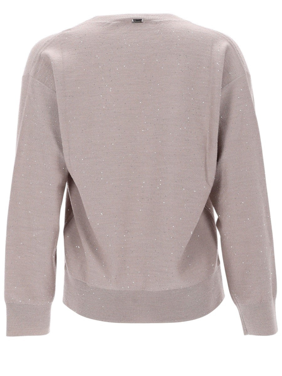 Herno - V-Neck Embellished Knit Sweater - Beige herno-v-neck-embellished-knit-sweater-beige-back-jpg