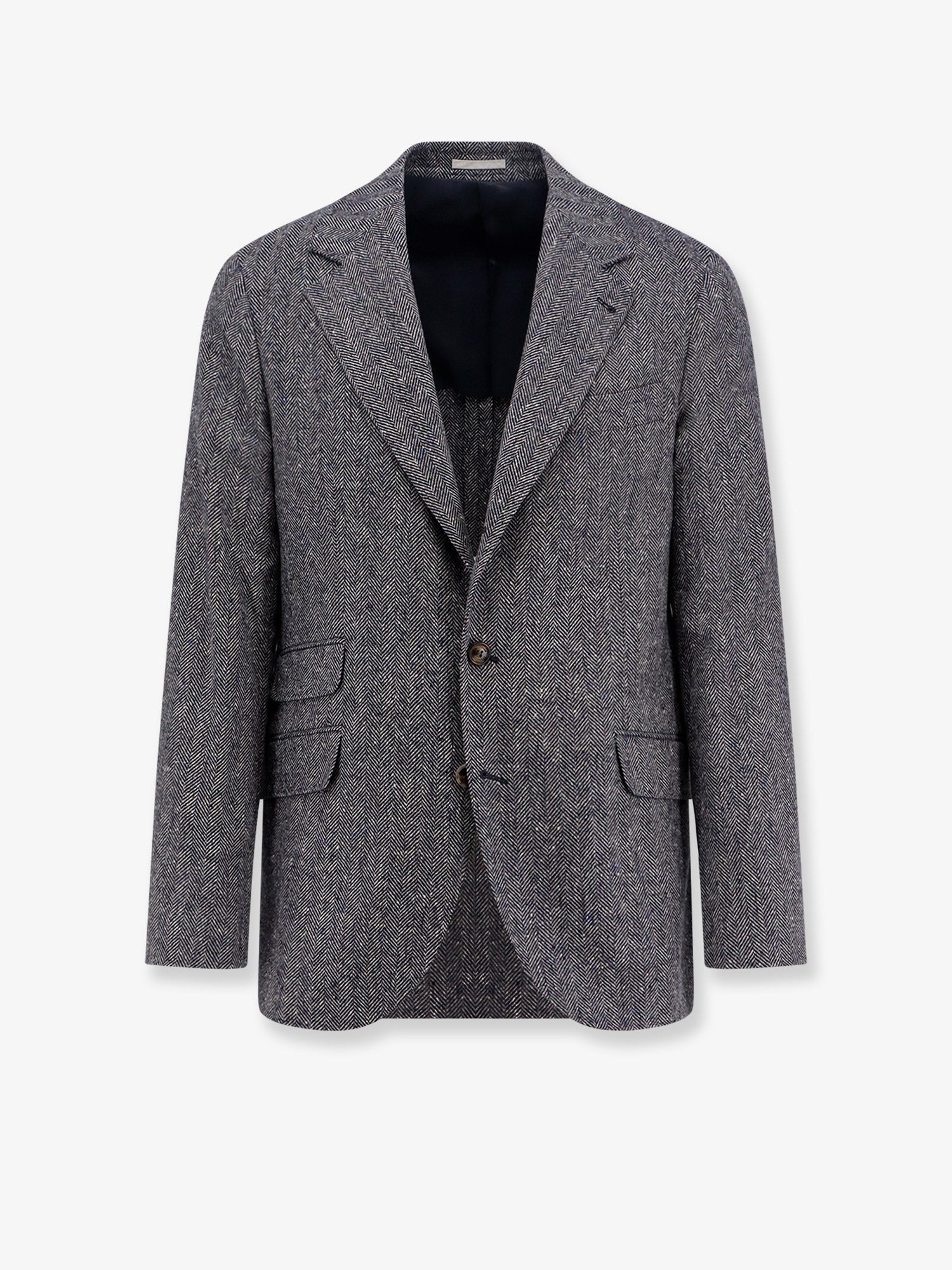 Herringbone wool and cashmere blazer