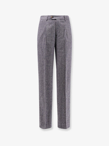 Herringbone wool and cashmere trousers