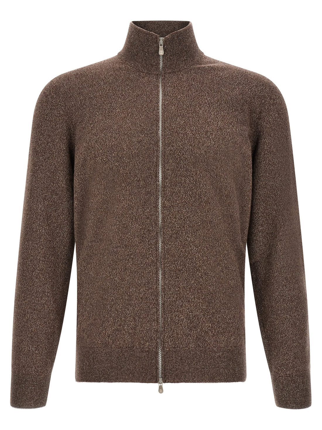 Brunello Cucinelli - High neck cardigan with zip Brown