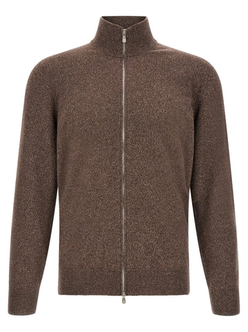 Brunello Cucinelli - High neck cardigan with zip Brown