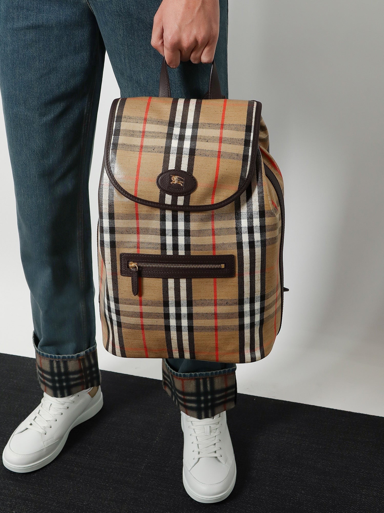 Burberry Burberry - Highlands coated canvas backpack with front logo