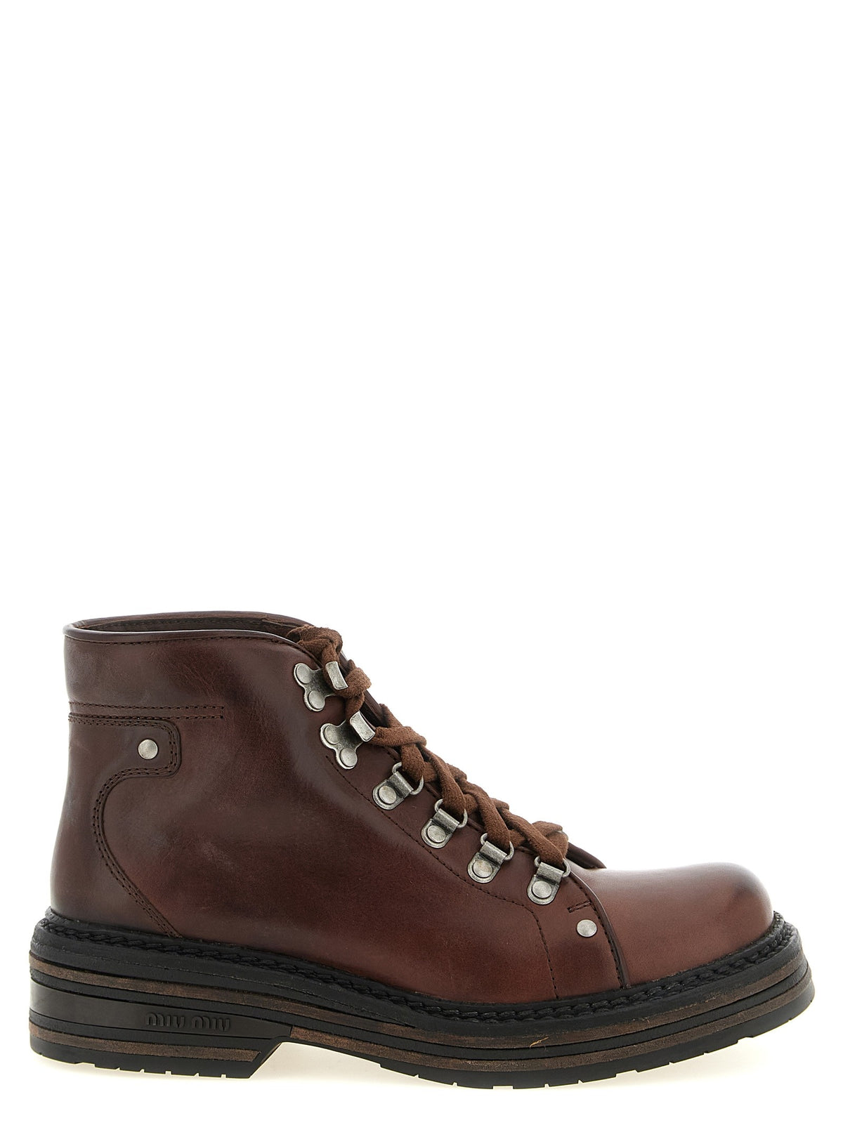 Miu Miu - 'Hiking' Leather Ankle Boots