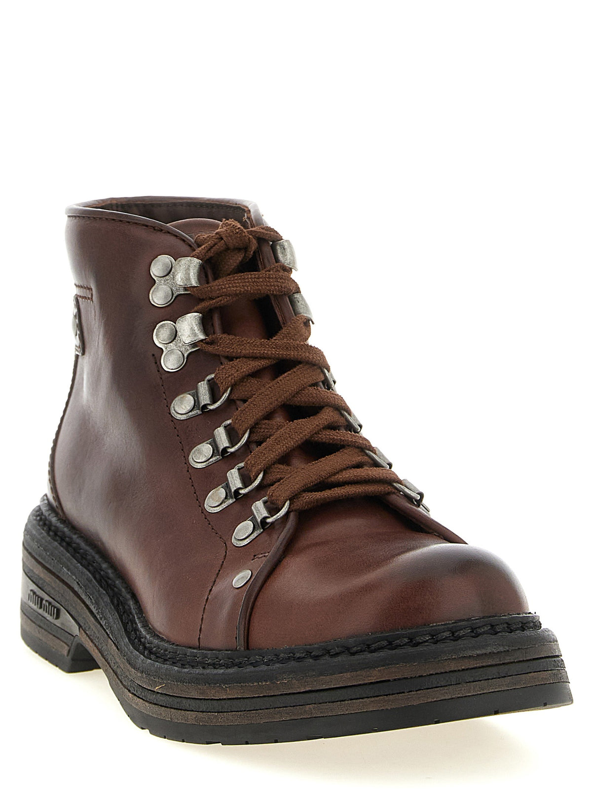Miu Miu - 'Hiking' Leather Ankle Boots