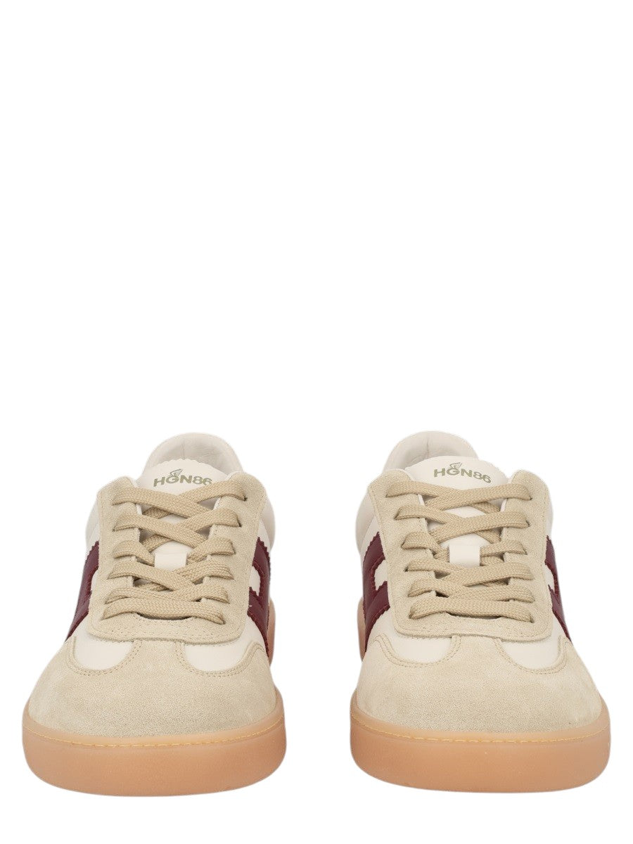 Hogan - SNEAKER "HOGAN COOL" hogan-cool-leather-suede-sneakers-off-white-burgundy-front-jpg