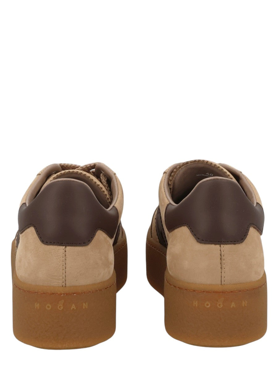 Hogan - SNEAKER "HOGAN COOL" hogan-cool-suede-platform-sneakers-beige-brown-back-jpg