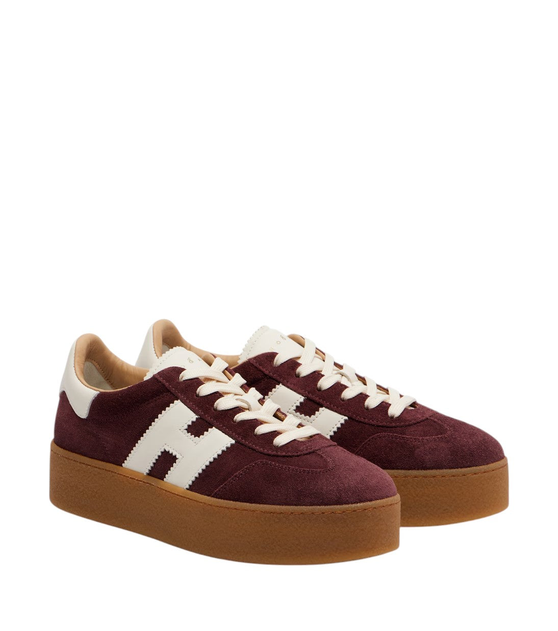 Hogan - SNEAKER "HOGAN COOL" hogan-cool-suede-platform-sneakers-burgundy-pair-avif