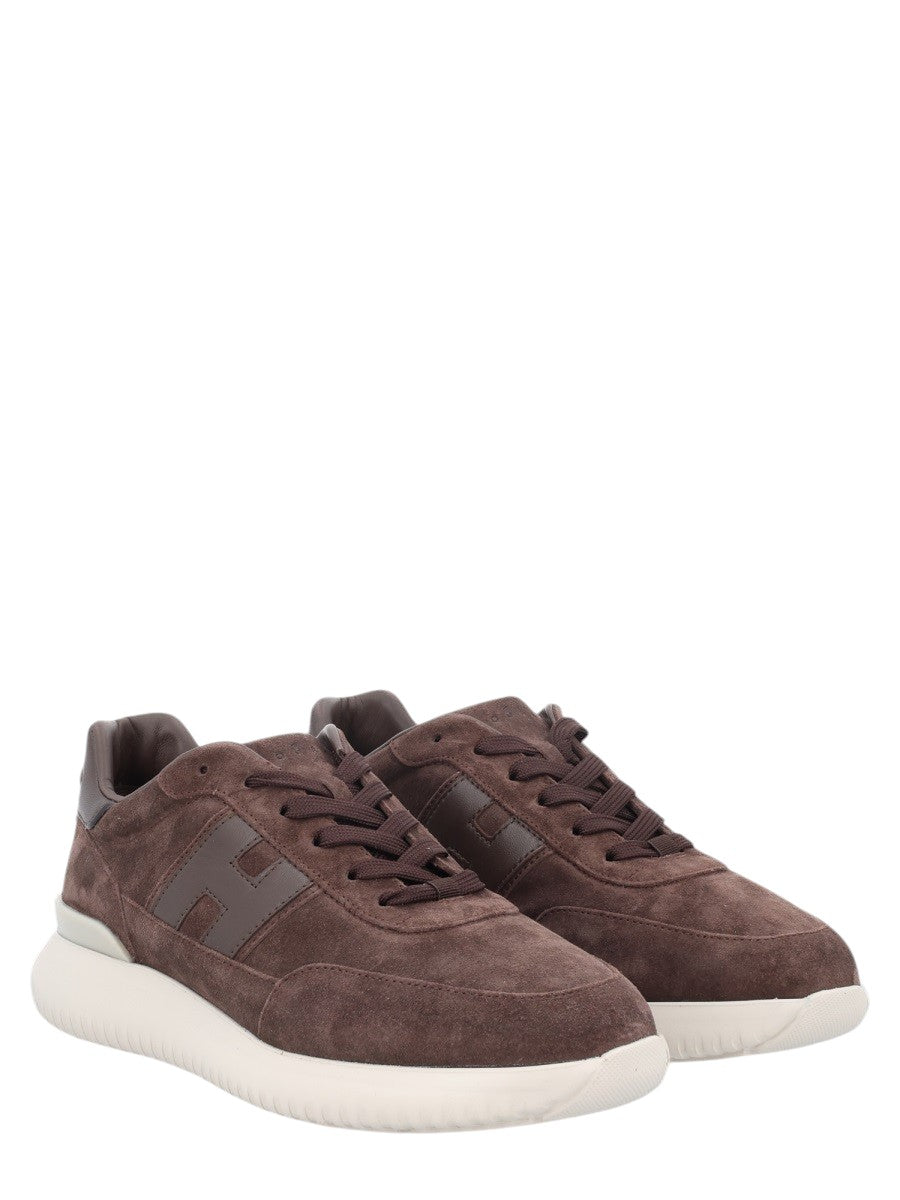 Hogan - SNEAKER "HOGAN INTERACTIVE³" hogan-interactive-3-suede-sneakers-dark-brown-three-quarter-jpg