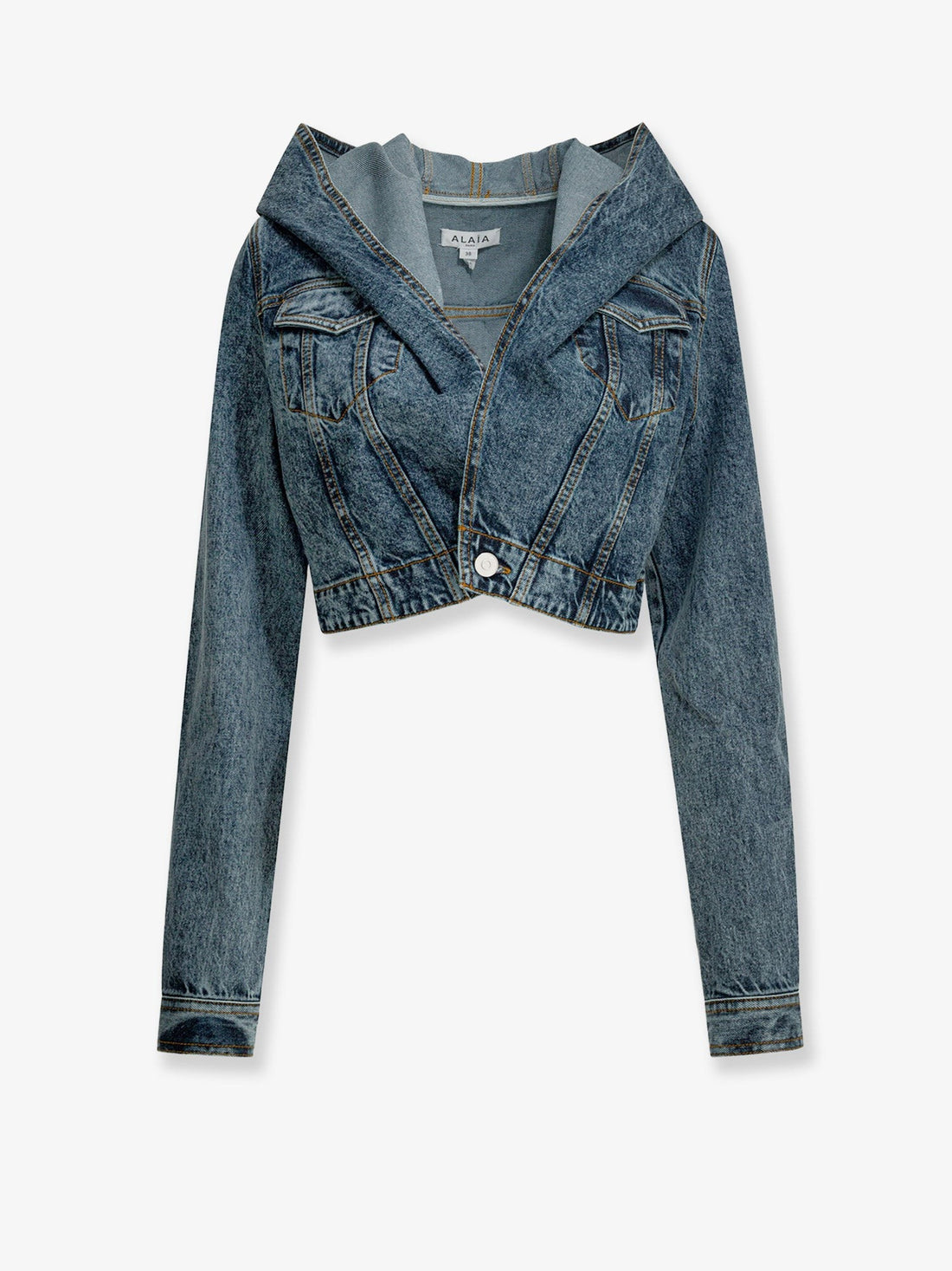 ALAIA - Hooded denim jacket BLEU NEIGE 38