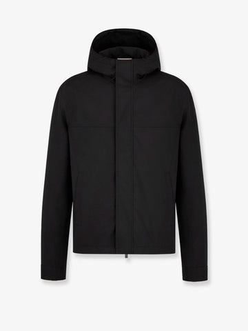 Hooded jacket with iconic embroidery