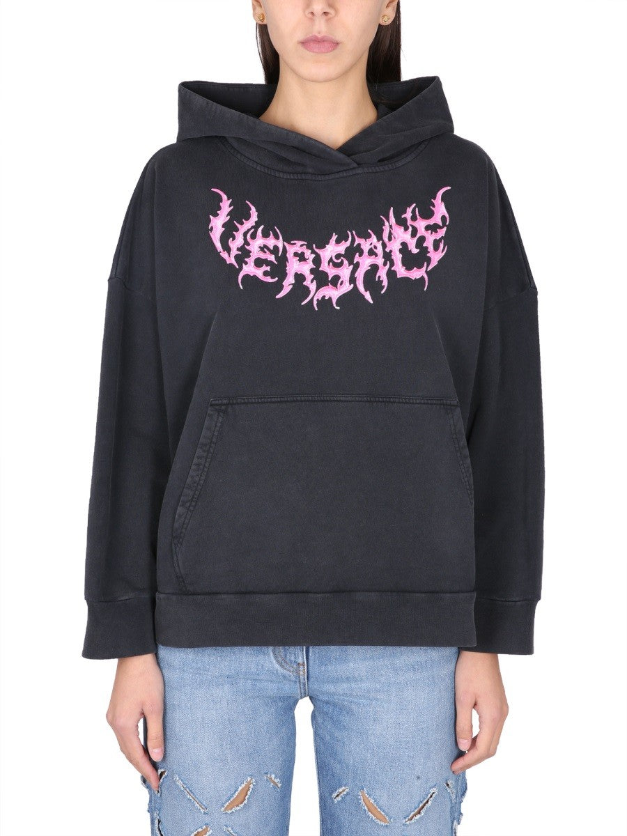 Versace - HOODED SWEATSHIRT WITH LOGO hooded-sweatshirt-with-logo_41480722-eea2-4083-b838-4569d1977e5a