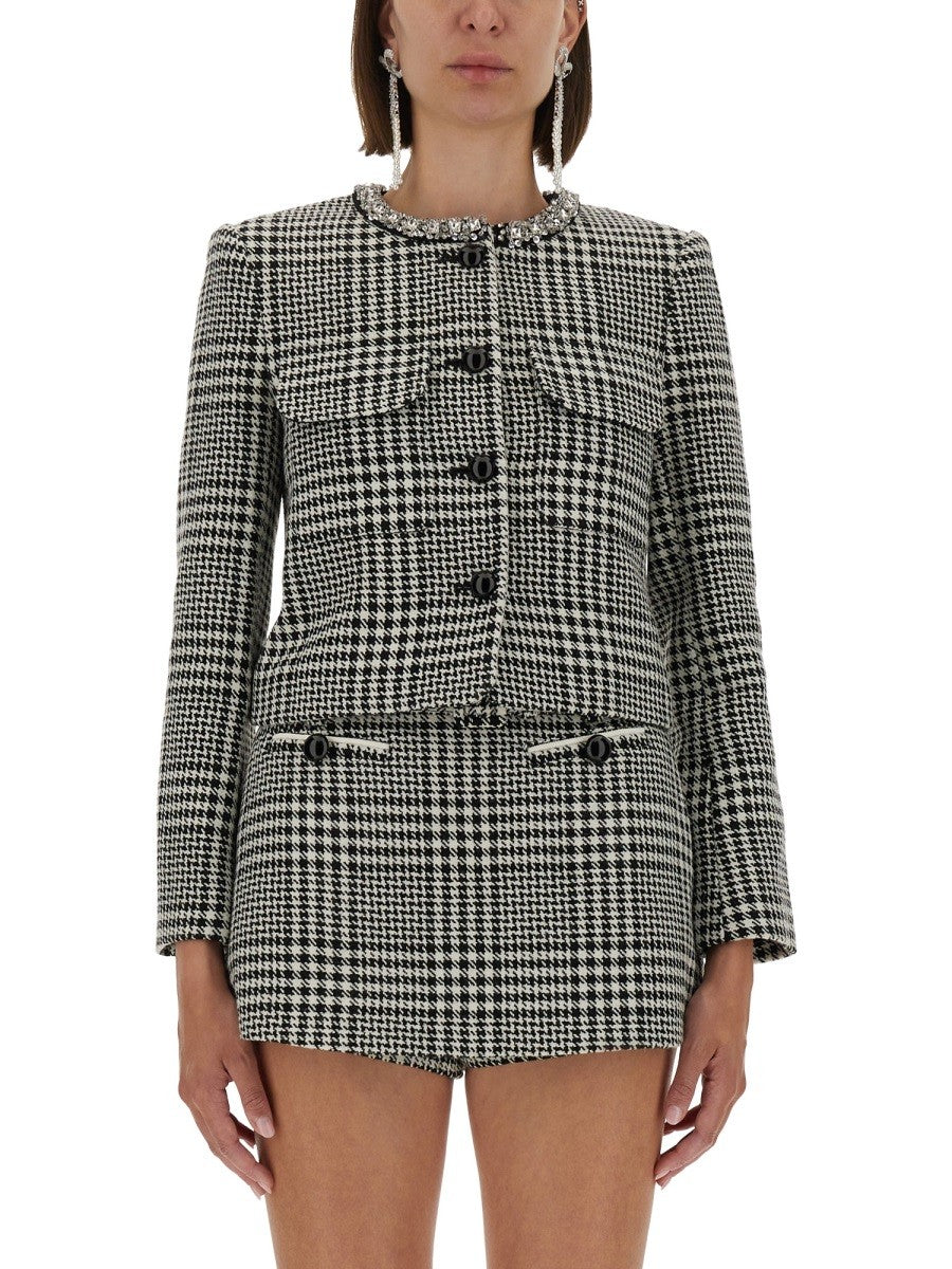 HOUNDSTOOTH JACKET WITH CRYSTALS