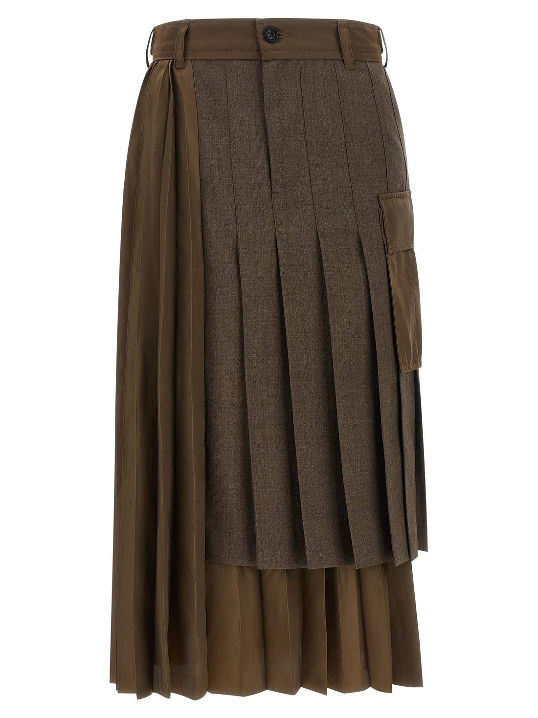 SACAI - Hybrid construction skirt Brown