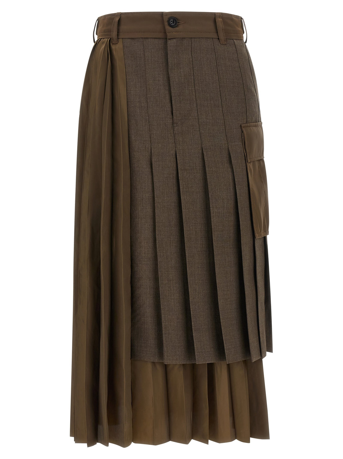 SACAI - Hybrid construction skirt Brown