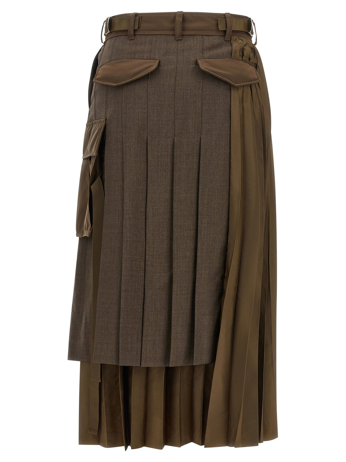 SACAI - Hybrid construction skirt Brown