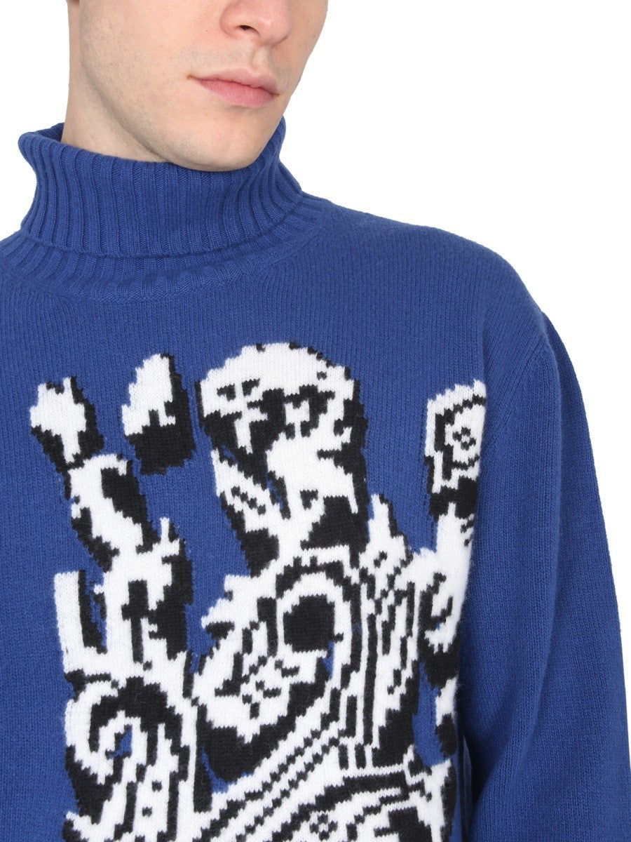 INLAID JACQUARD TURTLENECK SWEATER
