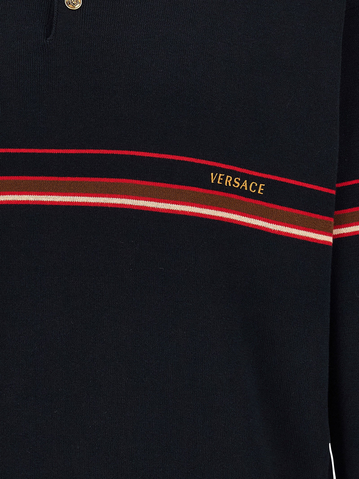 Versace - Inlaid striped polo shirt