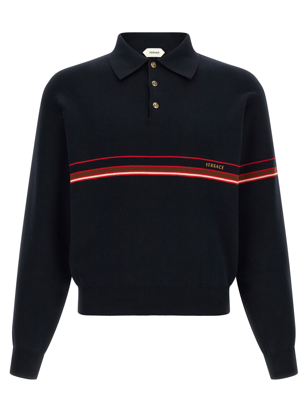 Versace - Inlaid striped polo shirt