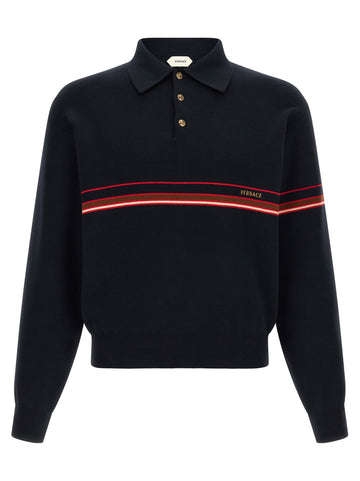 Versace - Inlaid striped polo shirt