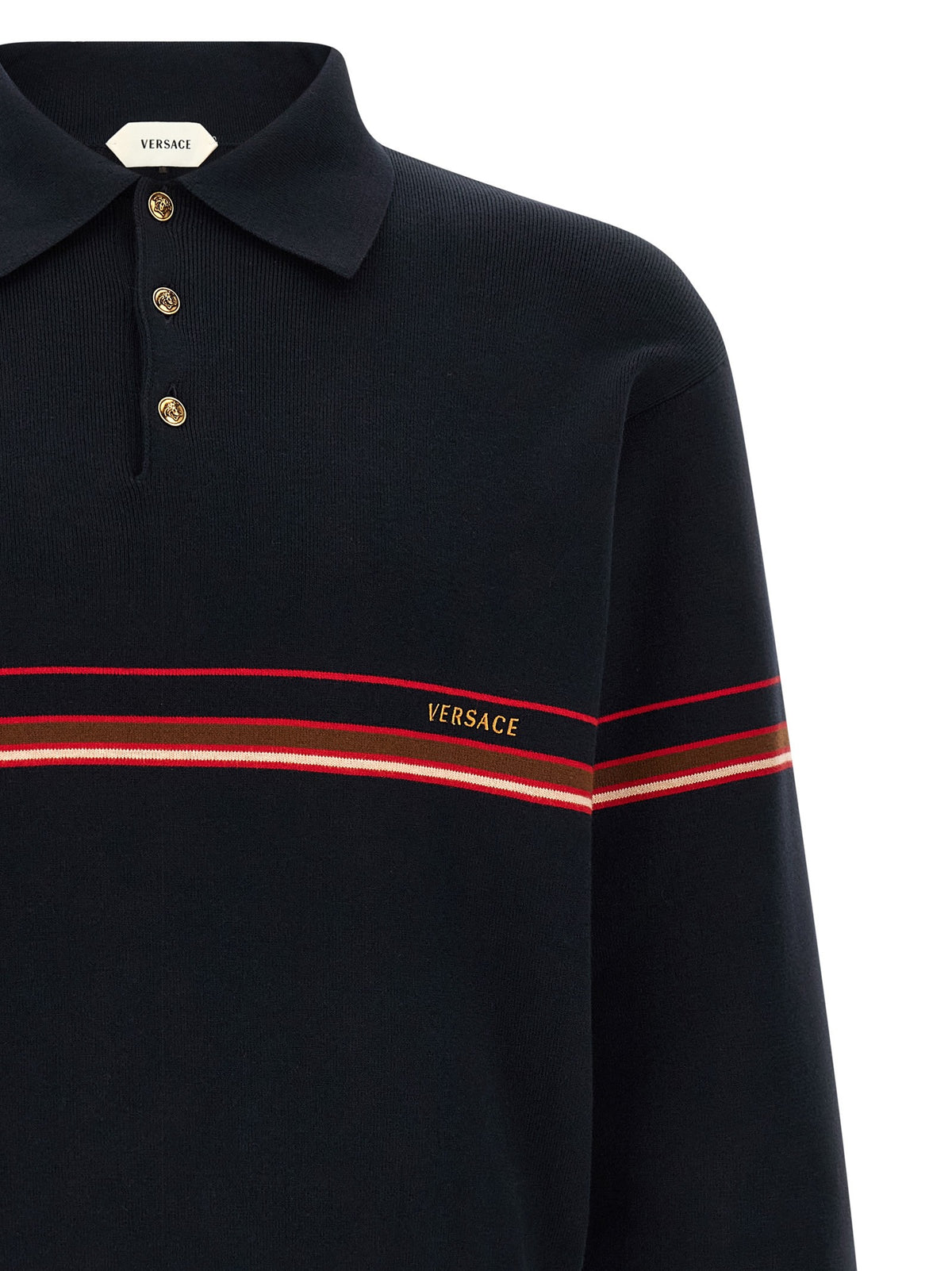 Versace - Inlaid striped polo shirt